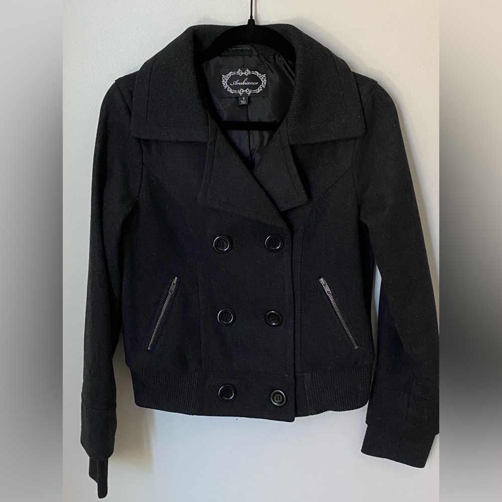 Dark grey pea coat. Size S